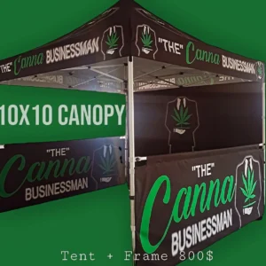 10' x 10' Pop-Up Tent with Double-Sided Printing, Table Cover, & Rolling Carry Bag